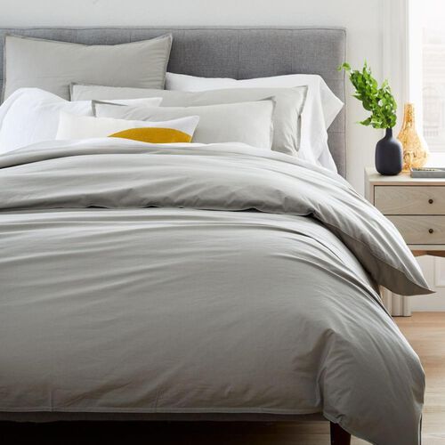 West Elm Organic Washed Cotton Percale Plain Quilt Cover Queen